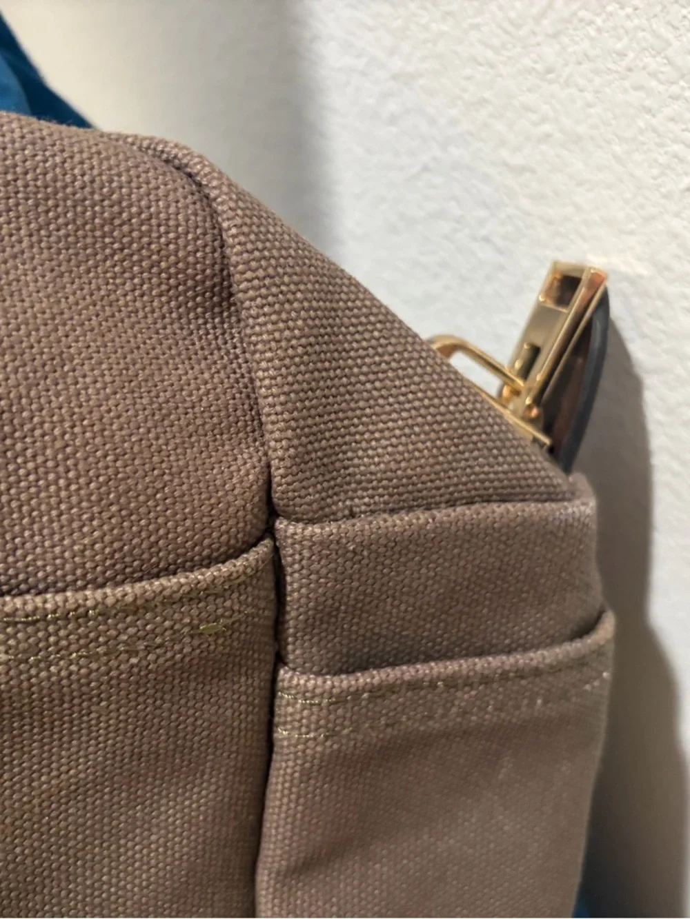 HBO Brown Canvas Briefcase Tote with Leather Handles
